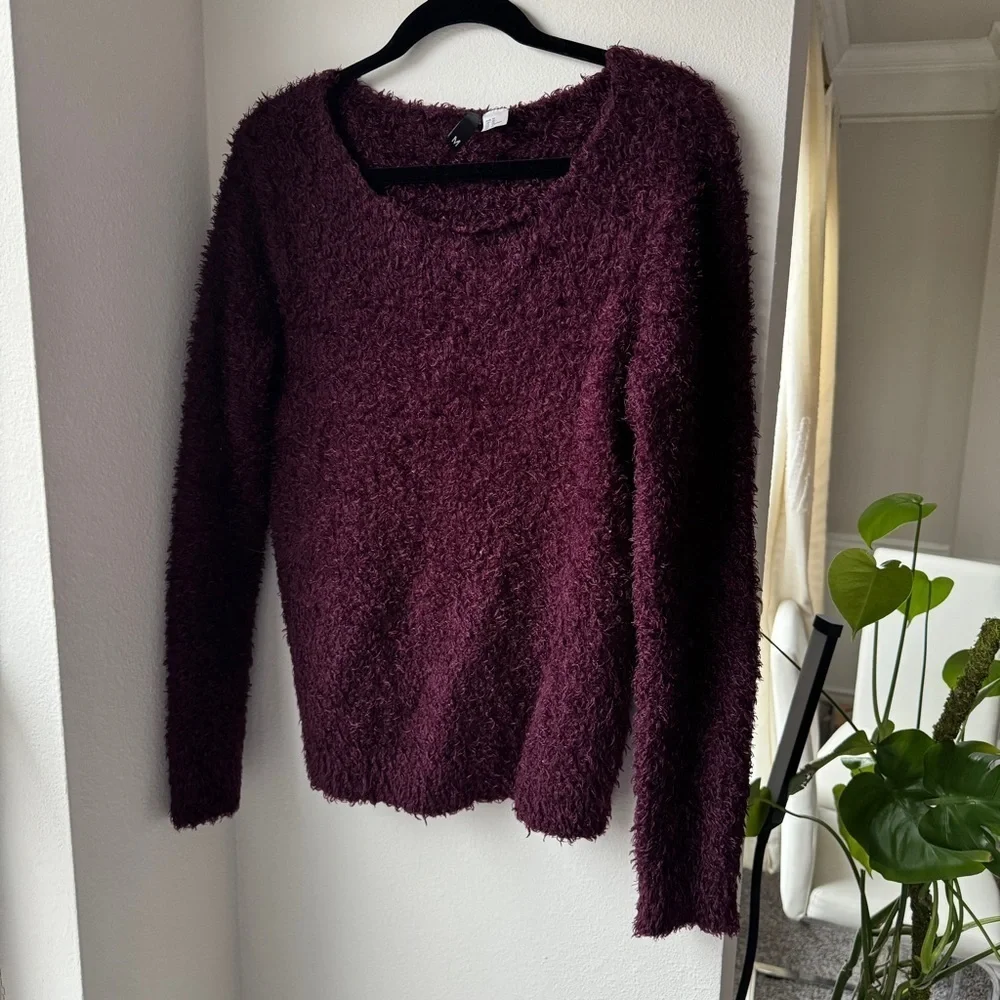 H&M Divided Fuzzy Maroon Sweater